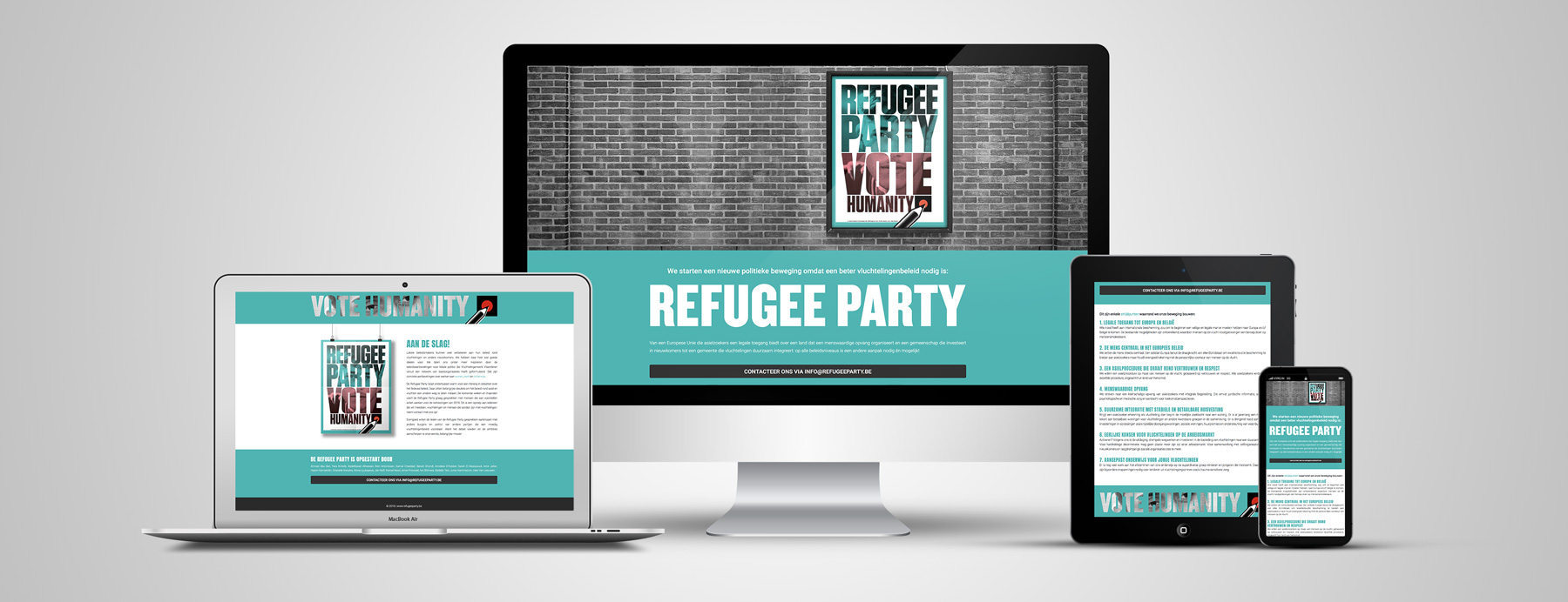 GreyClouds - webdesign | Refugee Party - www.refugeeparty.be (in opdracht van Vluchtelingenwerk Vlaanderen)